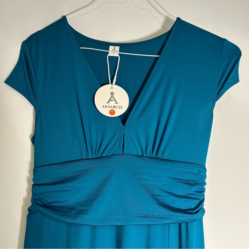 ANRABESS Teal Blue Maxi Dress | High Slit | Wedding Guest | Size S NWT - Picture 6 of 11